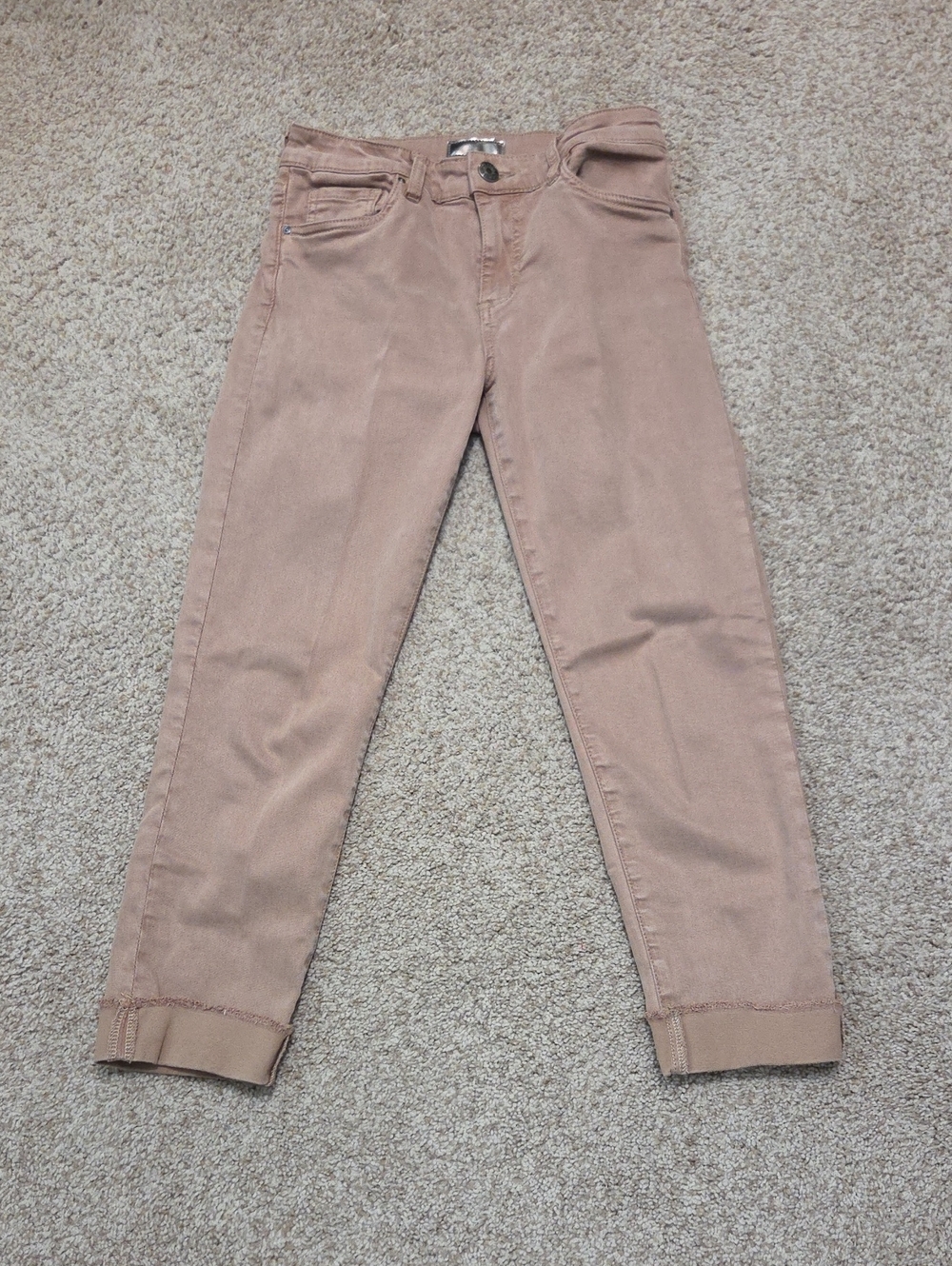 Kut from the Kloth Cropped Pants in Light Taupe Color.